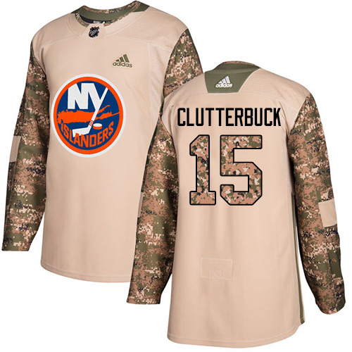 Adidas Islanders #15 Cal Clutterbuck Camo Authentic Veterans Day Stitched NHL Jersey